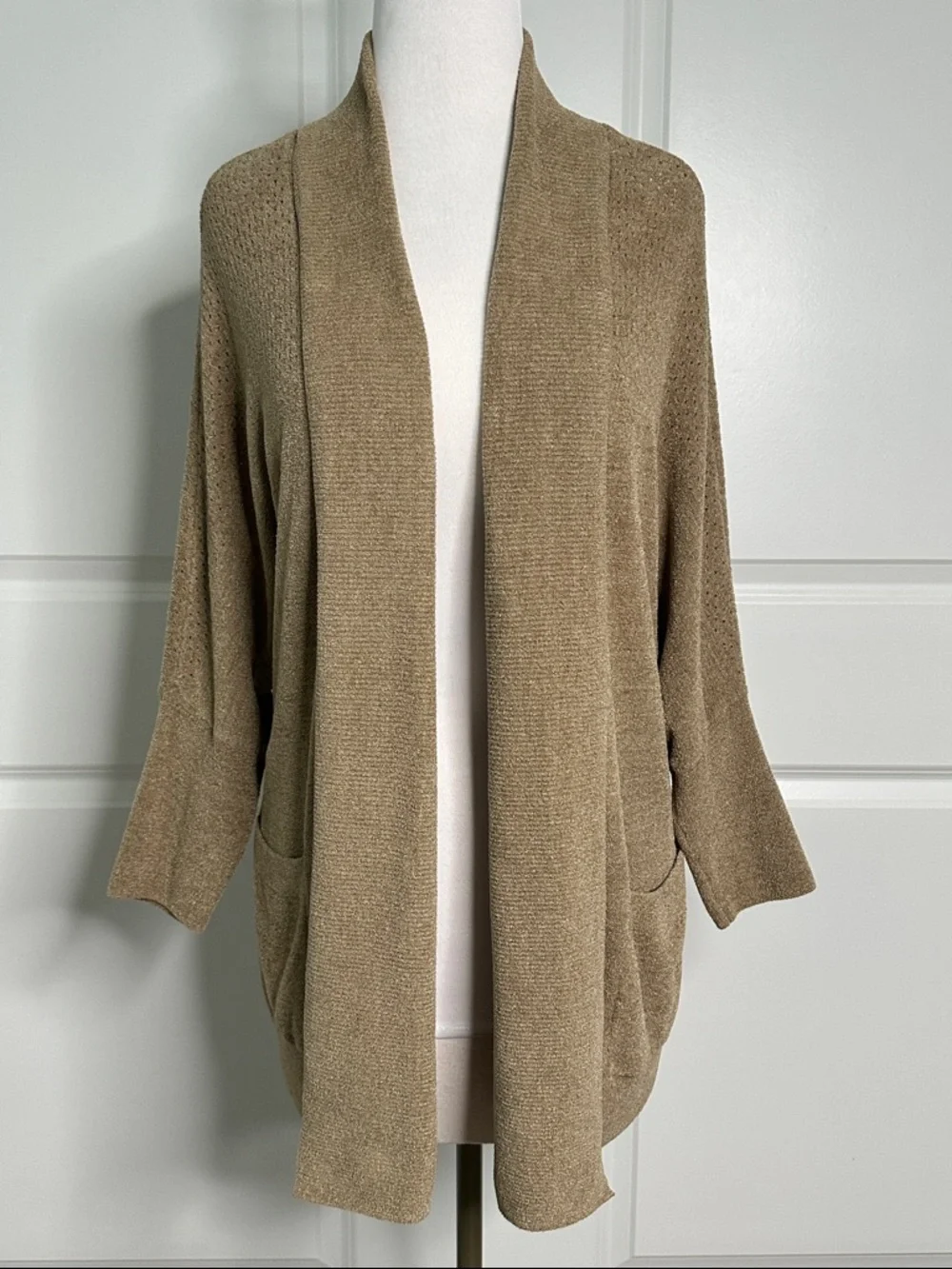 Barefoot Dreams CozyChic Ultra Lite Long Sleeve Open Cardigan Pockets Brown X/XL
